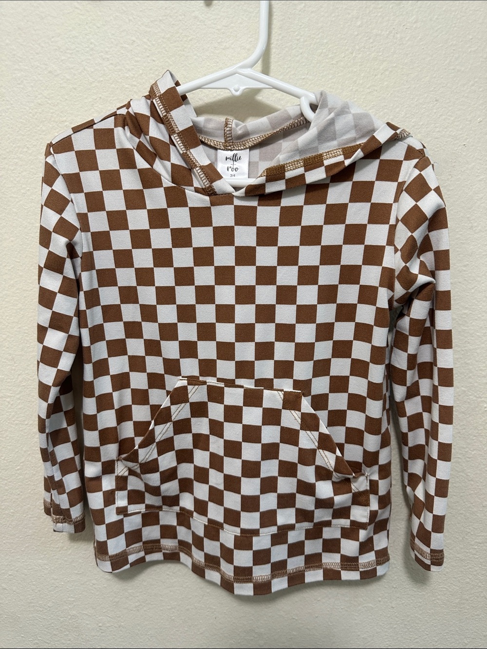 Millie and roo brown Checkered Kids Bamboo Hoodie